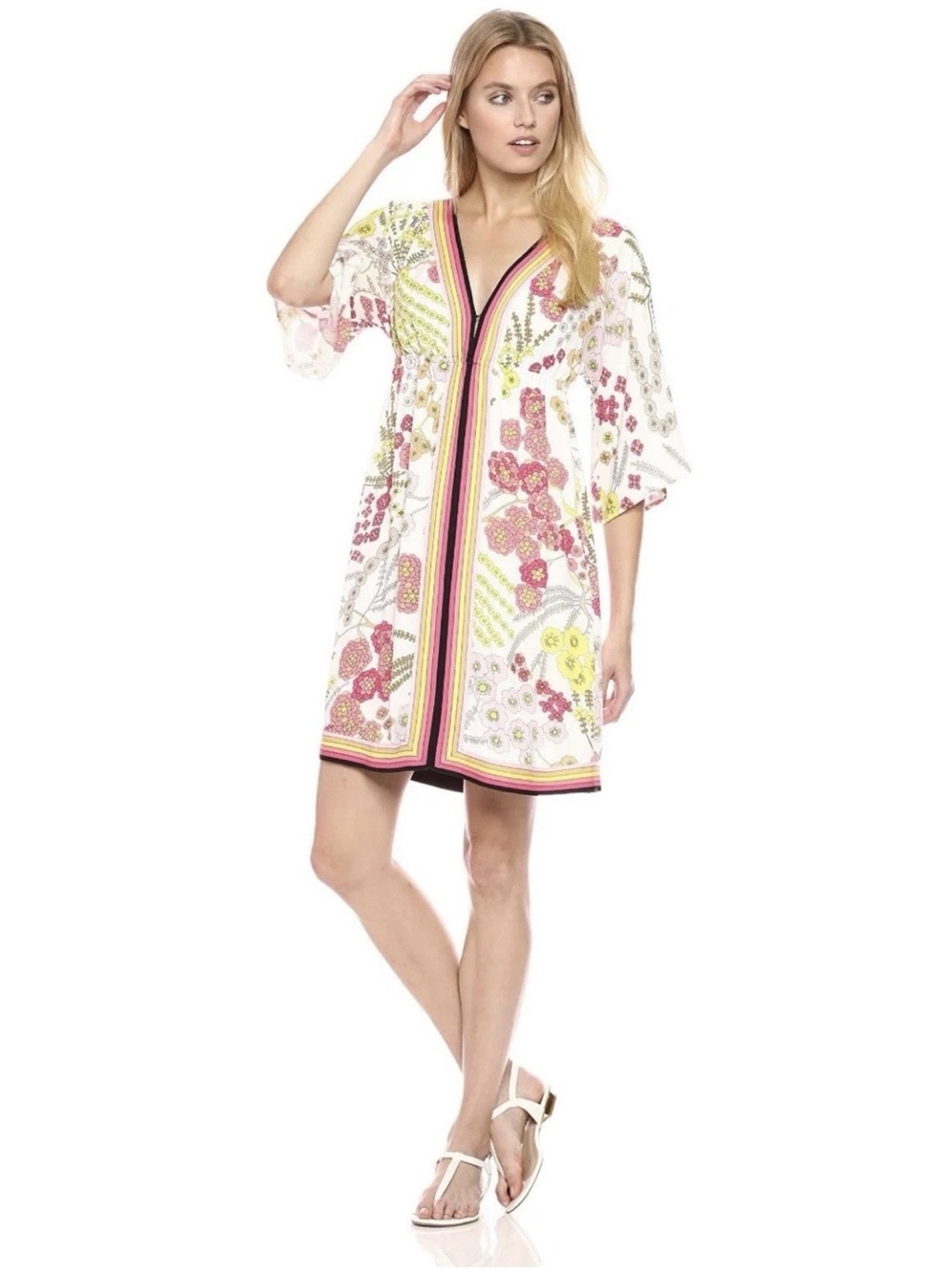 Trina Turk Tamarisk Floral Mini Dress SZ S Boho Summer Vacation Beach Resort
